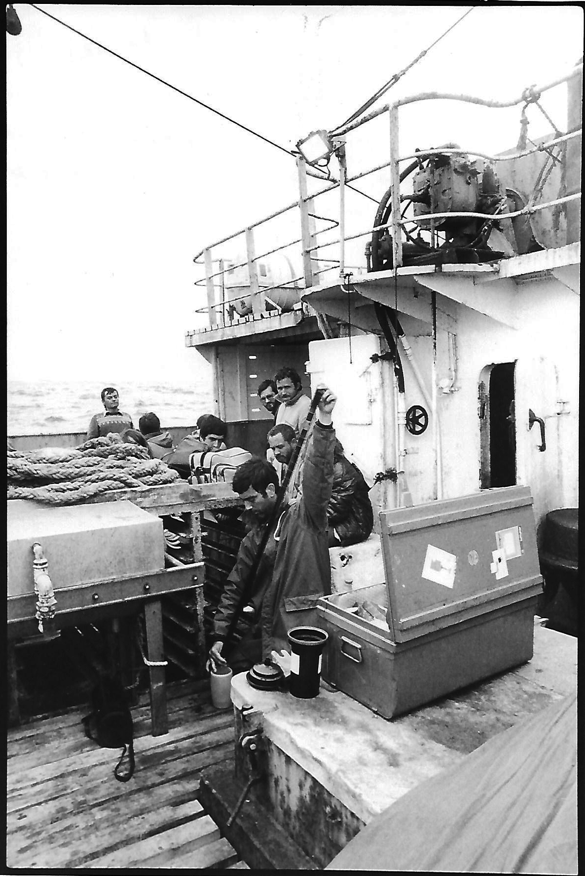 Manuel P. Barriopedro a bordo del Arosa I en la Fosa Atlántica. Vertido nuclear 1982